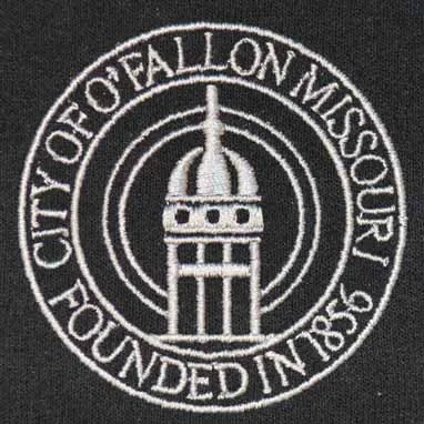 City of O'Fallon Missouri seal embroidered on dark fabric