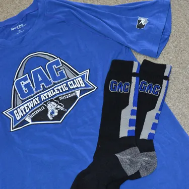 Gateway Athletic Club team shirt with matching custom socks
