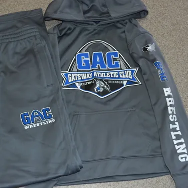 Gateway Athletic Club wrestling hoodie with printed sleeve