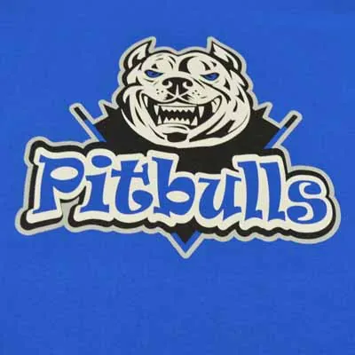 Pitbulls team logo screen printed on a royal blue tee