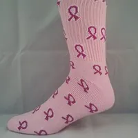 Pink ribbon awareness custom knit socks