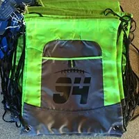 Neon football drawstring bag with vinyl number 94